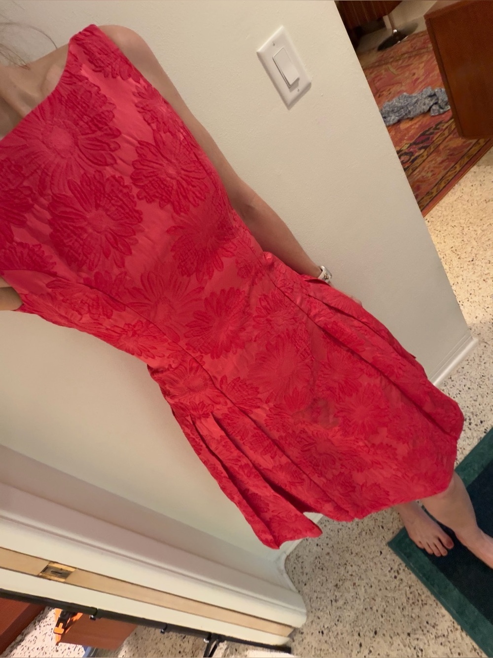 Vintage floral texture drop waist dress 4 see measure